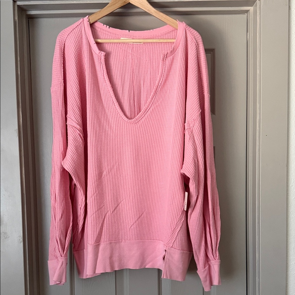 Free People Pink V-Neck Sweater